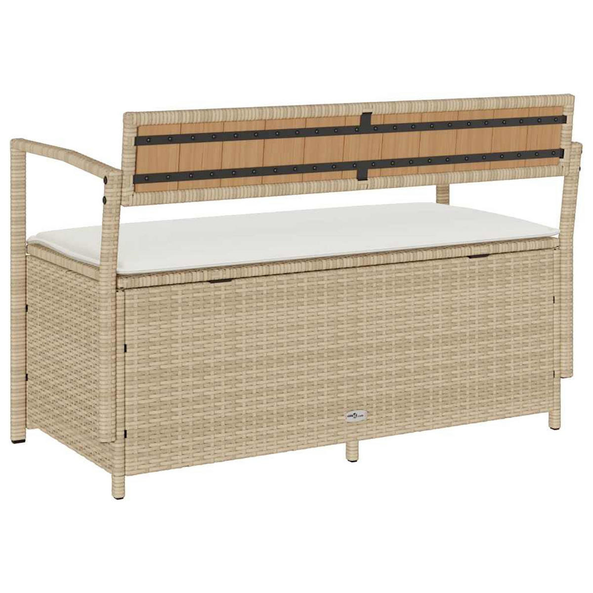 GARTENBANK Mit Stauraum Und Kissen Beige Poly Rattan - Beige, Kunststoff (54/74/111.5cm) - vidaXL