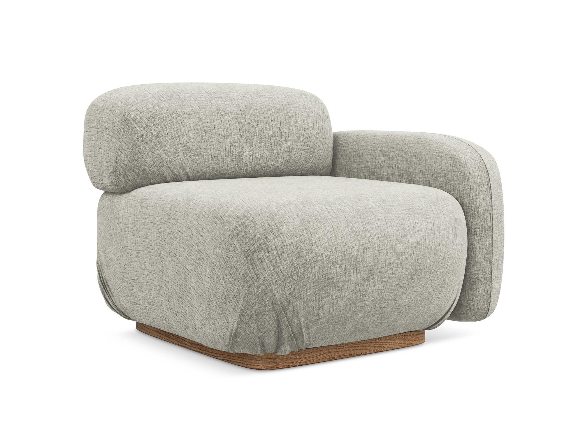 SOFAELEMENT Rechts Chenille Stoff Grau - Silberfarben/Braun, Holz/Textil (95/73/95cm) - Makamii