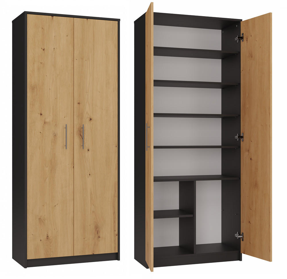 ŠATNÍ SKŘÍŇ OLIV - antracitová/dub artisan, kompozitní dřevo (74/180/35cm) - RAUMHIRSCH FURNITURE