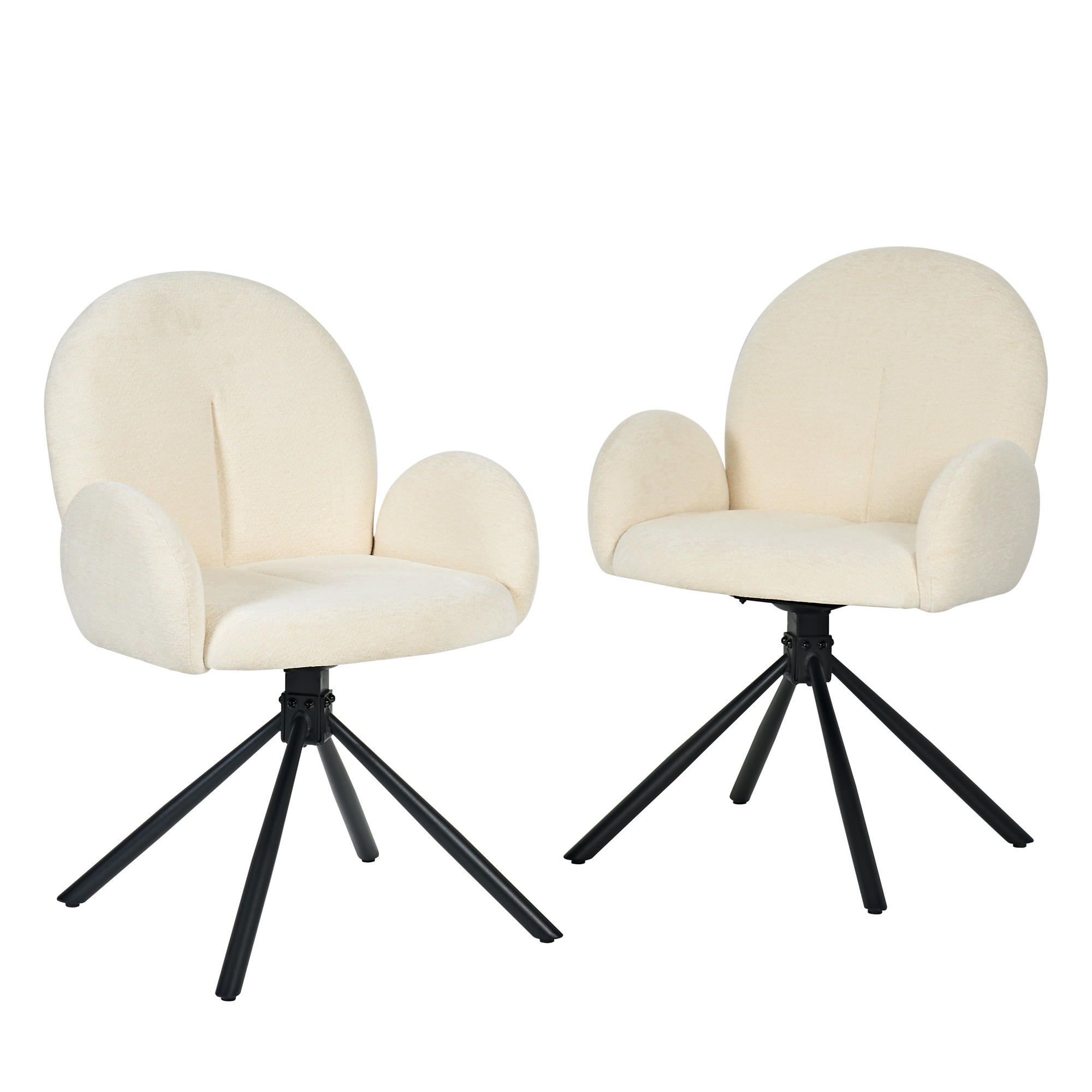 ARMLEHNSTUHL-SET DE-36849 2 Stück mit Drehfunktion Cremeweiß - Creme, Metall (36/86.5/53.5cm) - ComfortXL