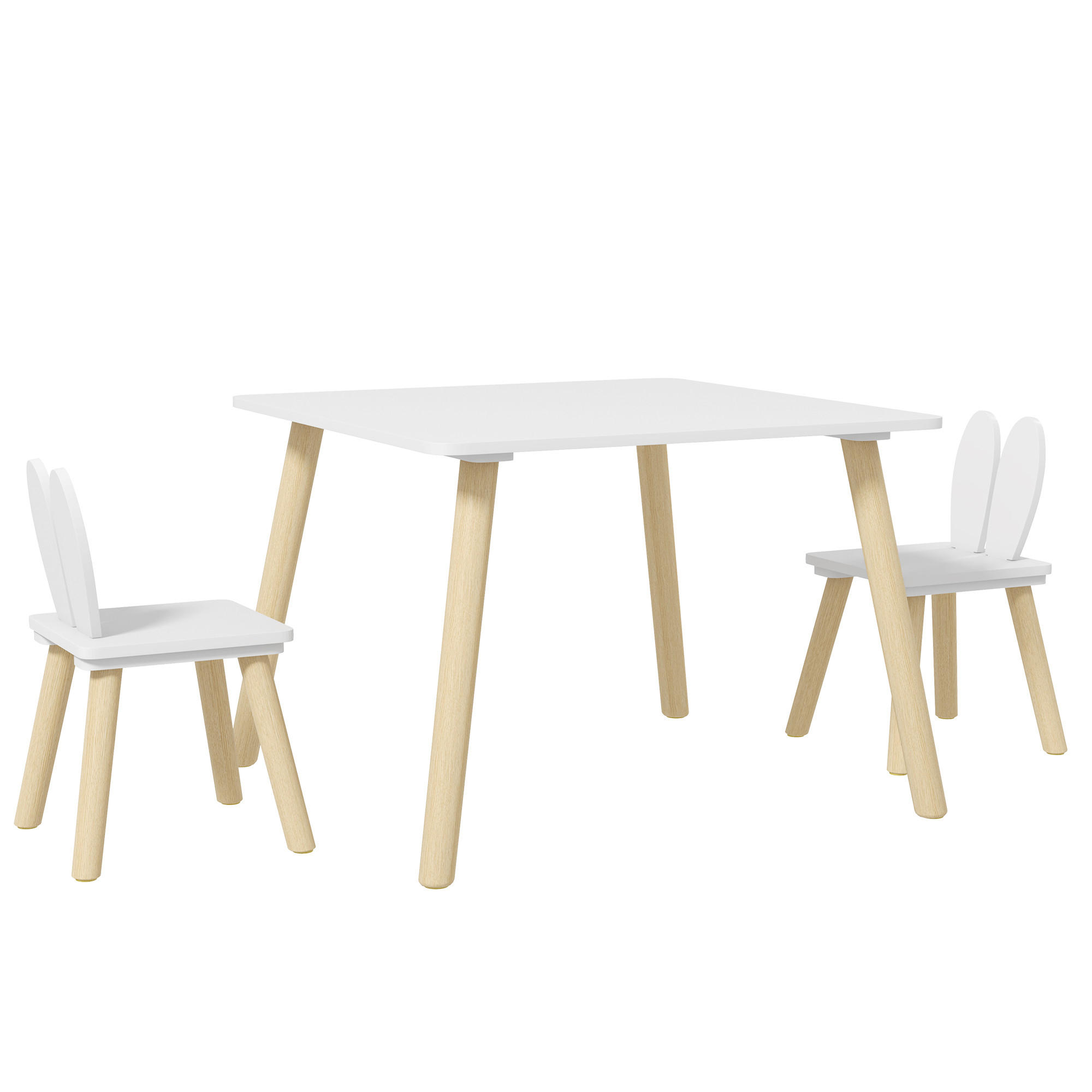 KINDERSITZGRUPPE DE-17515 Hasenohren-Design mit Stauraum Weiß - Weiß, Holzwerkstoff (60/44/60cm) - ComfortXL