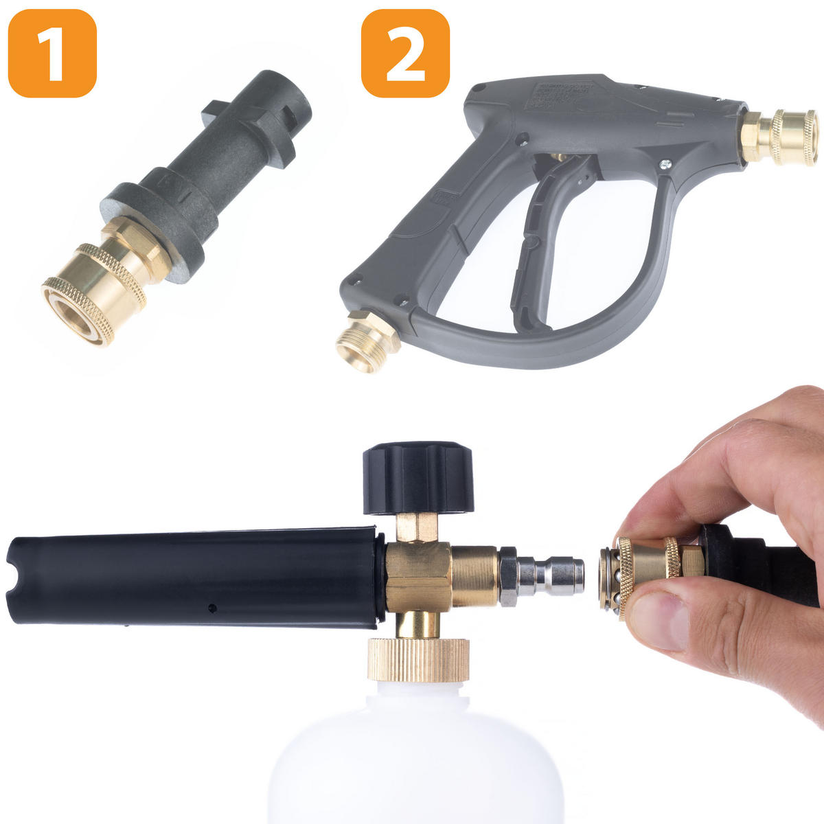SCHAUMKANONE Universal - 1000 ml, max. 200 BAR, 60°C, 1/4” Schnellkupplung - Multicolor, Kunststoff/Metall (10/10/10cm)