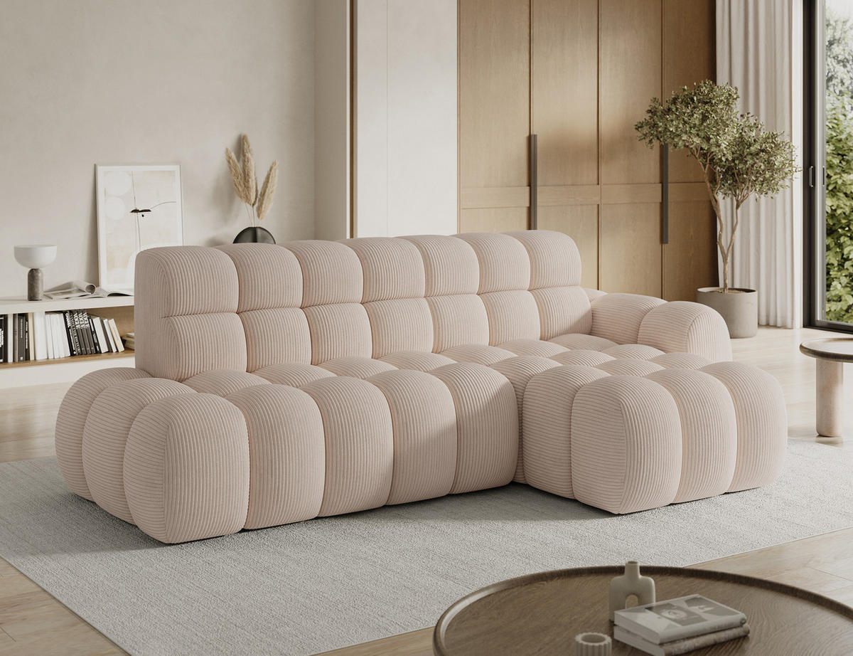 ECKSOFA Lorveno R - Creme (Jarell 20) - Creme, Holzwerkstoff (283/165cm) - Möblo