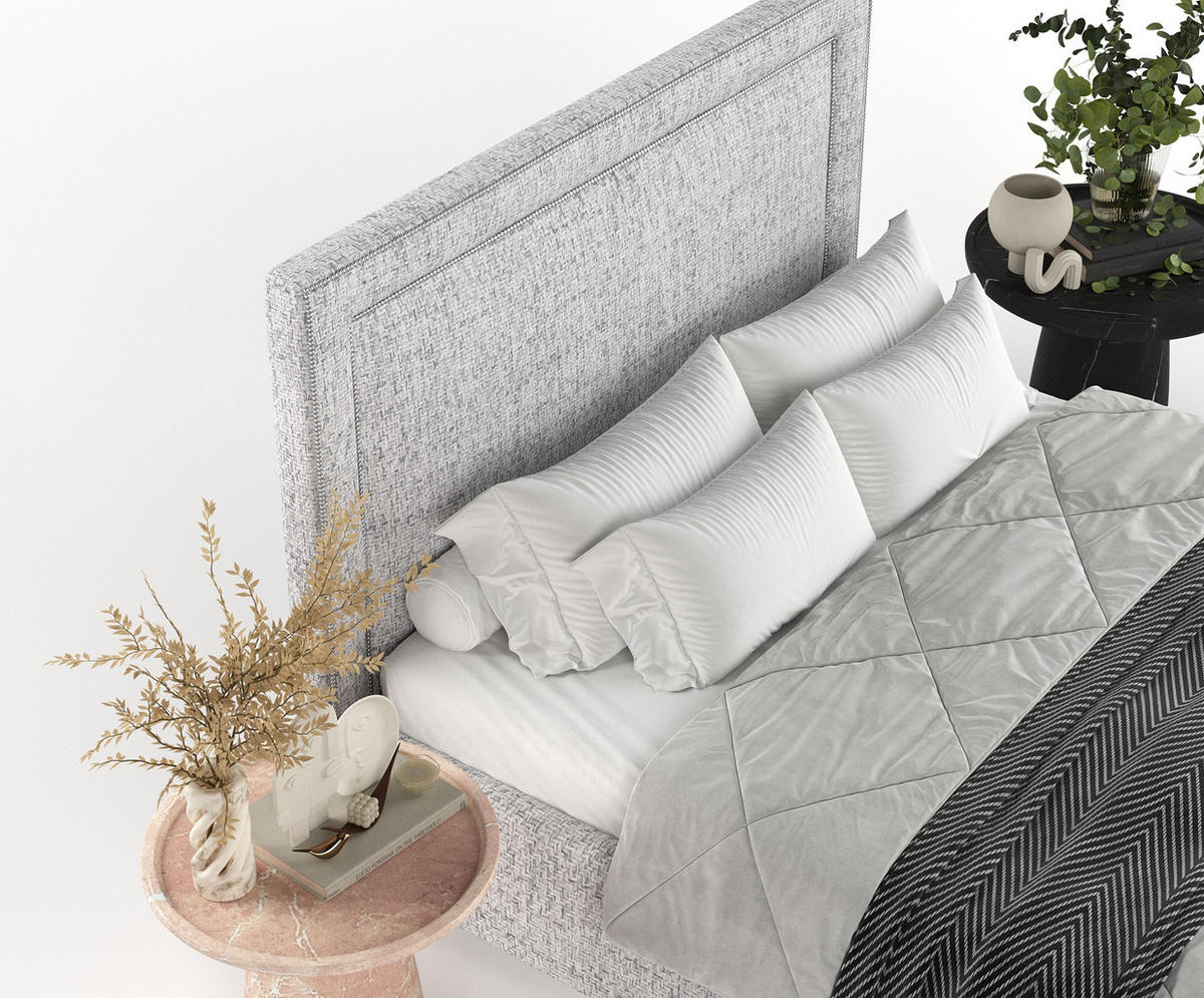 POLSTERBETT Como Hellgrau 140/200 cm im Webstoff - Hellgrau/Schwarz, Holz/Holzwerkstoff (140/200cm) - Maison de Reve