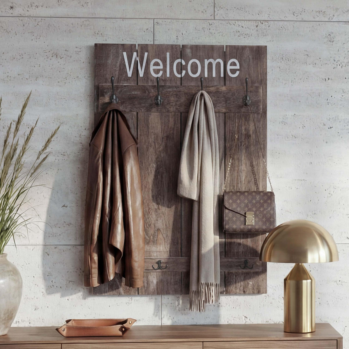 WANDGARDEROBE WELCOME SHABBY Braun - Braun, Holz (60/90/8cm) - MCW