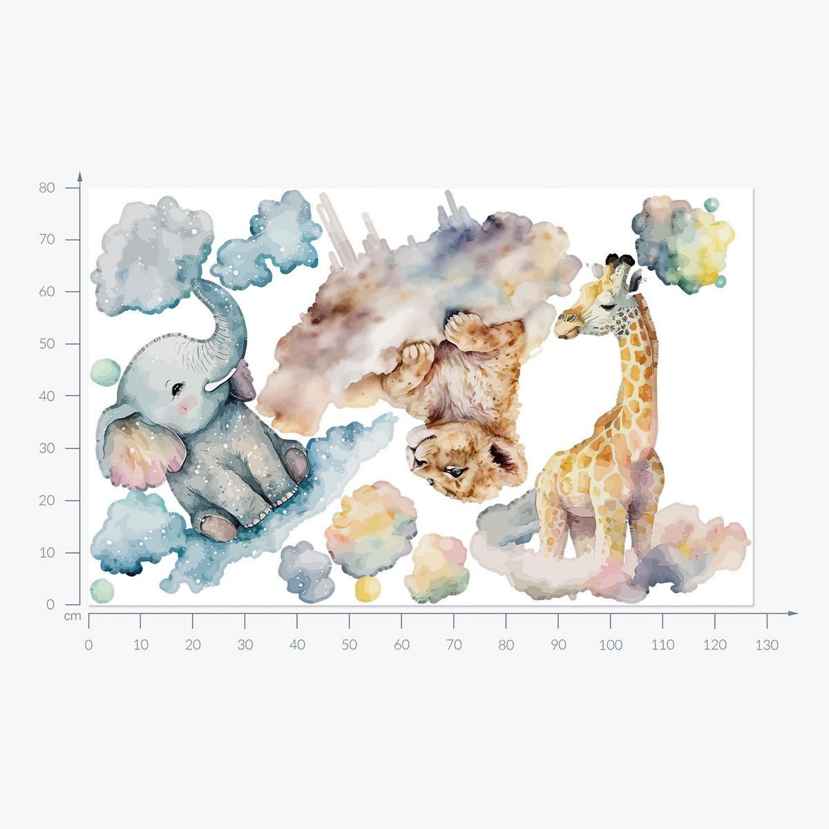 WANDAUFKLEBER 80x127cm - Wildtiere - Multicolor, Kunststoff (80/127/0.1cm) - Wallfluent