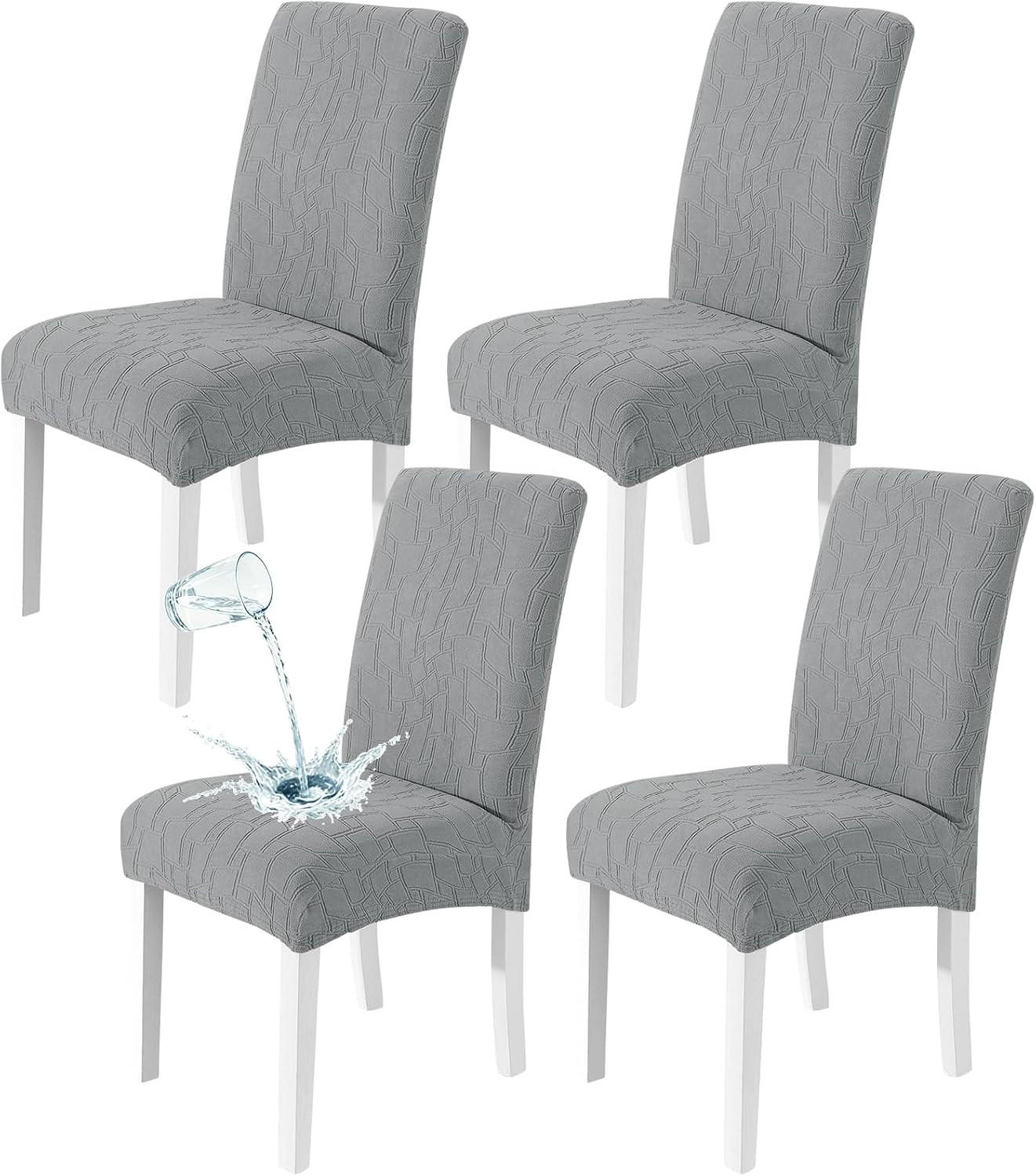 STUHLBEZUG – dehnbar von 35 bis 53 cm – Hellgrau – 4er-Set - Grau, Textil (47/36cm)