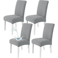 STUHLBEZUG – dehnbar von 35 bis 53 cm – Hellgrau – 4er-Set - Grau, Textil (47/36cm)