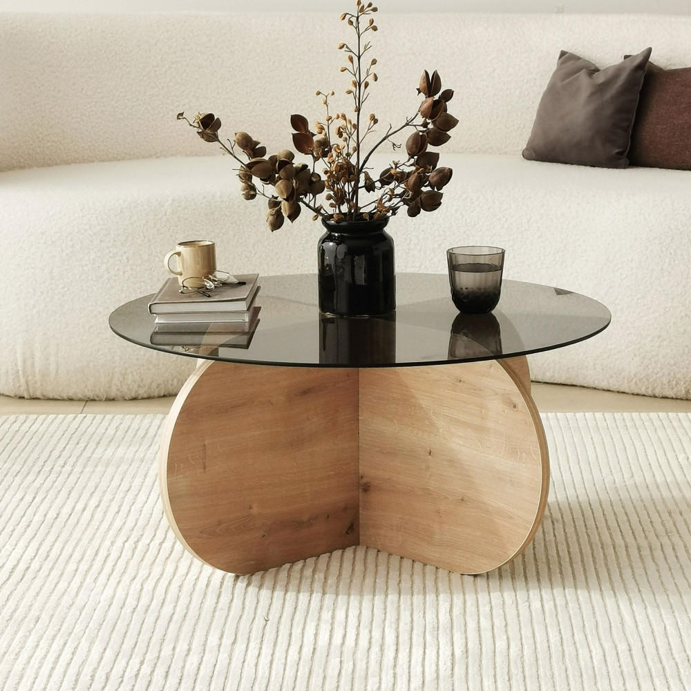 COUCHTISCH - Glas - Klares Holz - Eschefarben, Glas (75/75/35cm) - Drawer