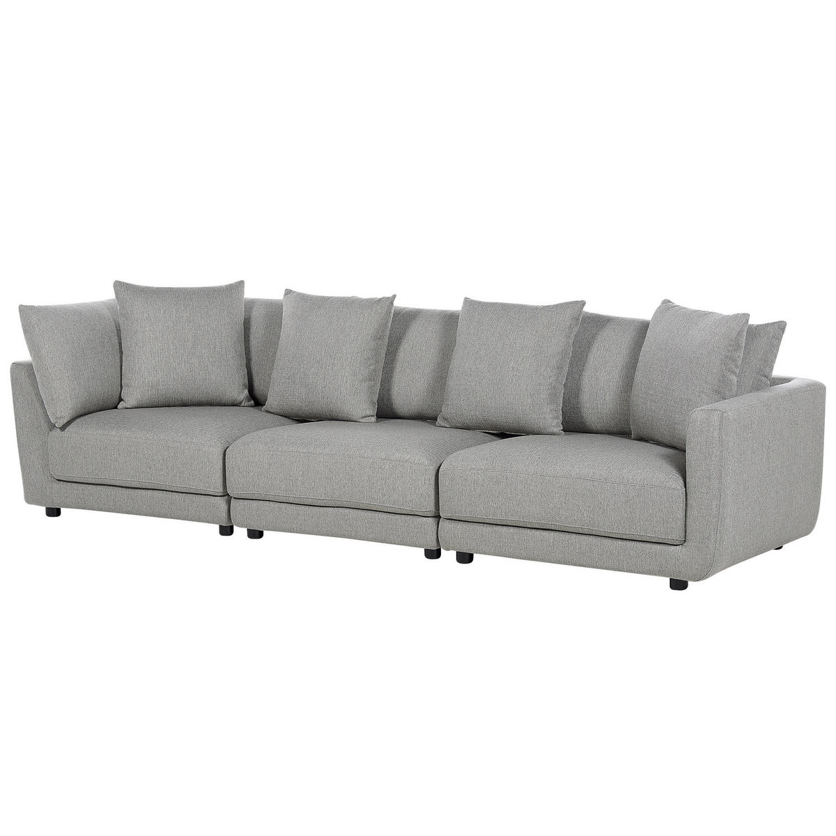3-SITZER-SOFA hellgrau mit Ottomane Sigtuna - Schwarz/Grau, Textil (300/86/102cm) - Beliani