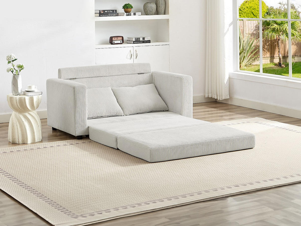 SOFA 2-Sitzer mit Schlaffunktion - Cord - Beige - MIRTO - Beige, Textil (145/82/76cm) - Vente-Unique