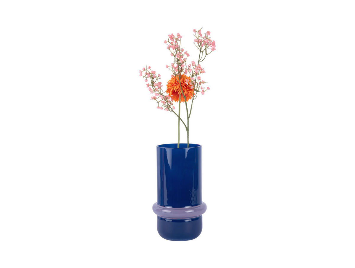 VASE Animado Anillo Medium - Blau - 22 cm - Blau, Glas (13.5/22cm) - Present Time