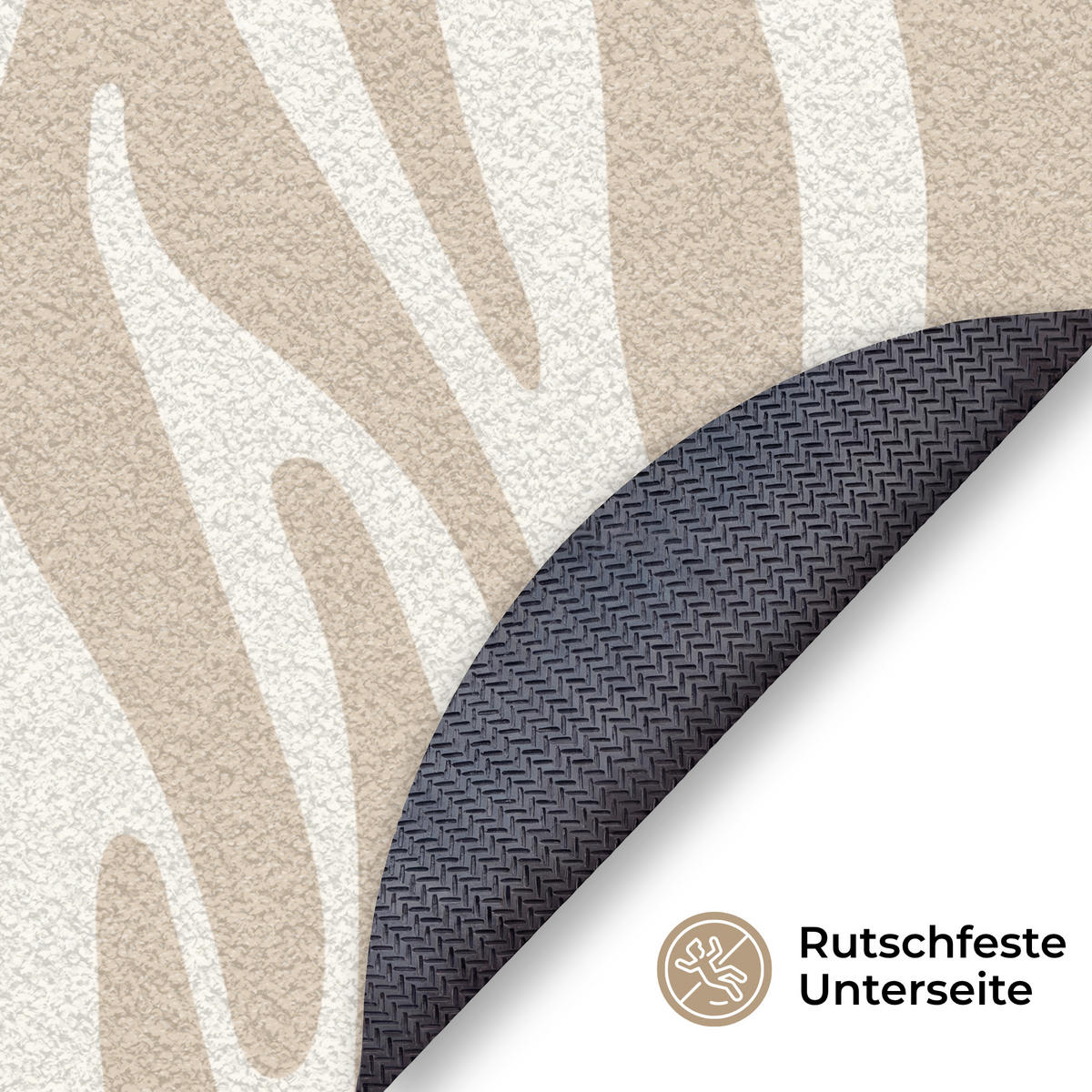 FUSSMATTE Zebramuster - Beige - Weiß - Tiermuster Schmutzfänger 120x120 cm - Beige, Kunststoff (120/120cm) - MuchoWow