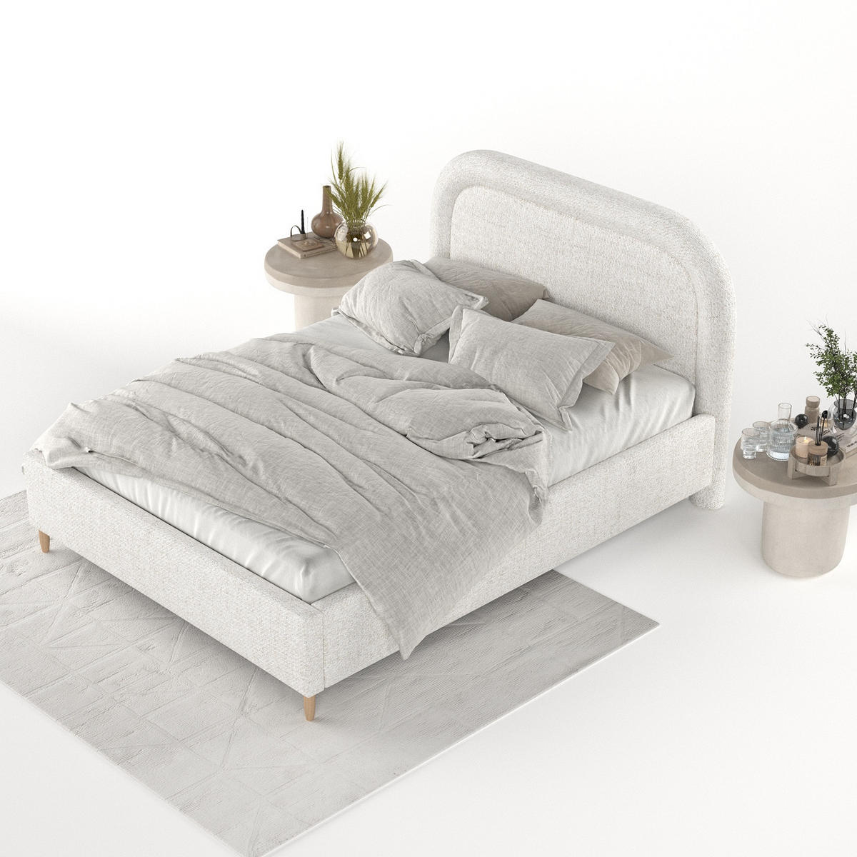 POLSTERBETT Zoya 140/200 cm Creme im Neve Stoff - Creme/Naturfarben, Holz/Holzwerkstoff (140/200cm) - AltaBeds