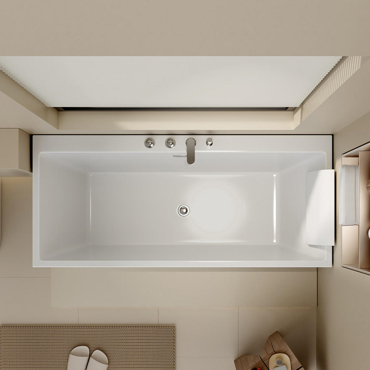 BADEWANNE AMBER - Ausführung: Ohne Whirlpool Funktion - Weiß, Kunststoff (58/80/170cm) - Home Deluxe
