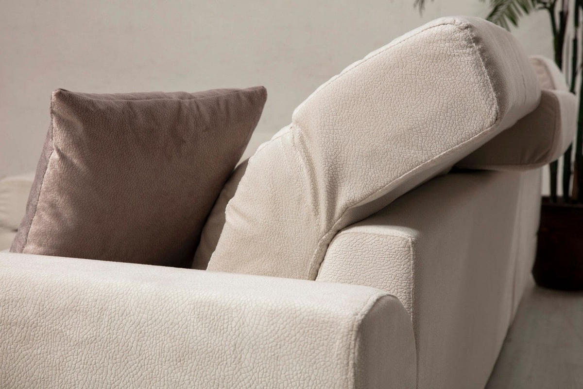 ECKSOFA mit verstellbarer Rückenlehne - Beige/Creme, Holz/Textil (304/190cm) - myHomelando