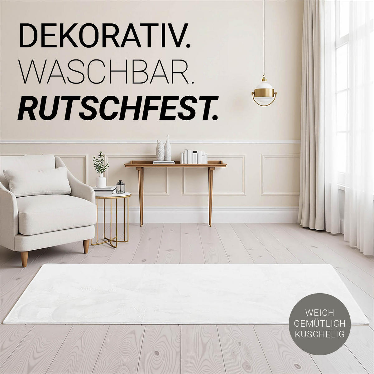 Teppich in Weiß 160/230 cm waschbar - Weiß, Textil (160/230cm) - Homestyle4u