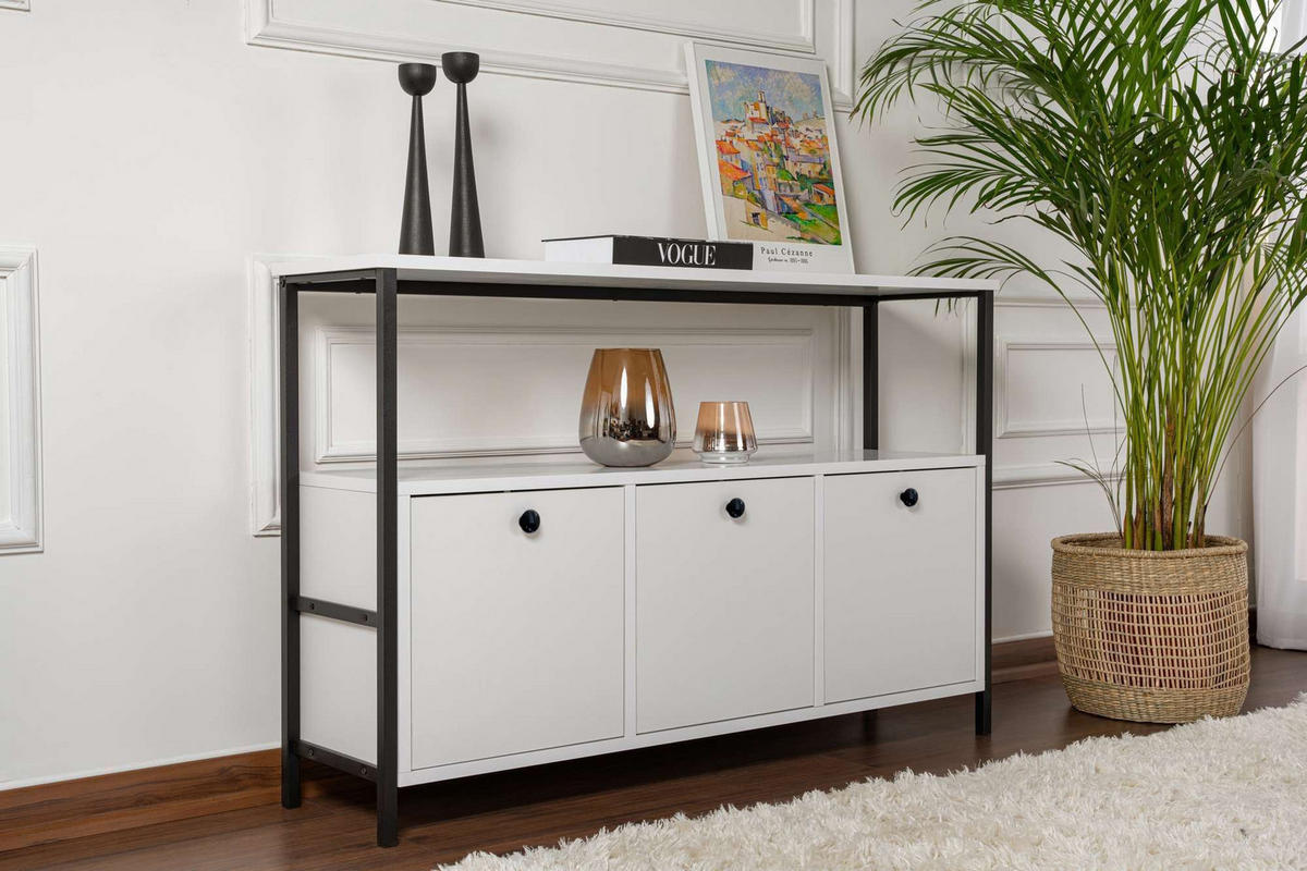 BUFFETSCHRANK solace weiss - Weiß, Holz (30/77/120cm) - Habitat Garten