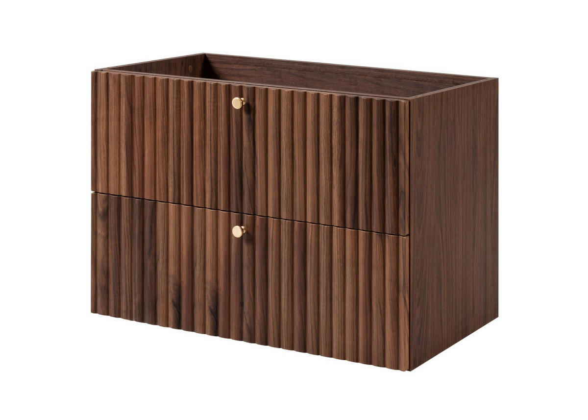 WASCHBECKENUNTERSCHRANK BELLO geriffelt Walnuss 80/57/46 cm - Walnussfarben, Holzwerkstoff/Metall (80.2/57/46cm) - Rodan