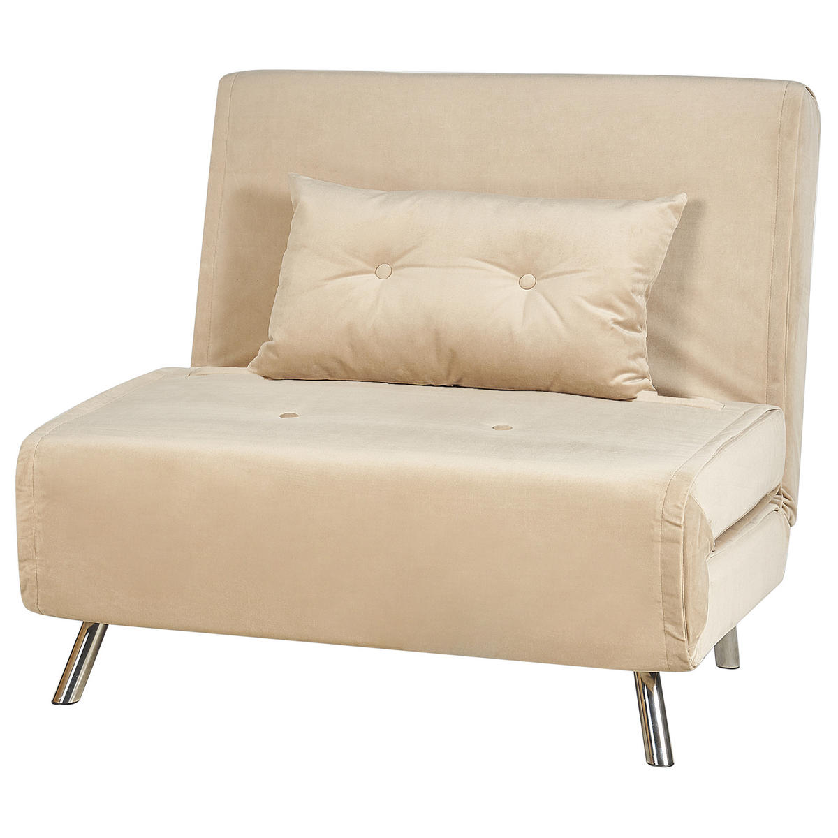 1-SITZER-SCHLAFSOFA Samtstoff Sandbeige Farris - Beige, Textil (100/89/191cm) - Beliani