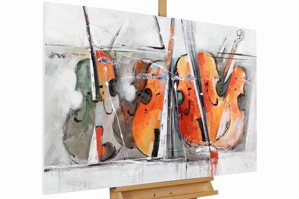 ACRYLBILD HANDGEMALT 120/80 cm - Orange/Grau, Holz/Textil (2/80cm) - KUNSTLOFT