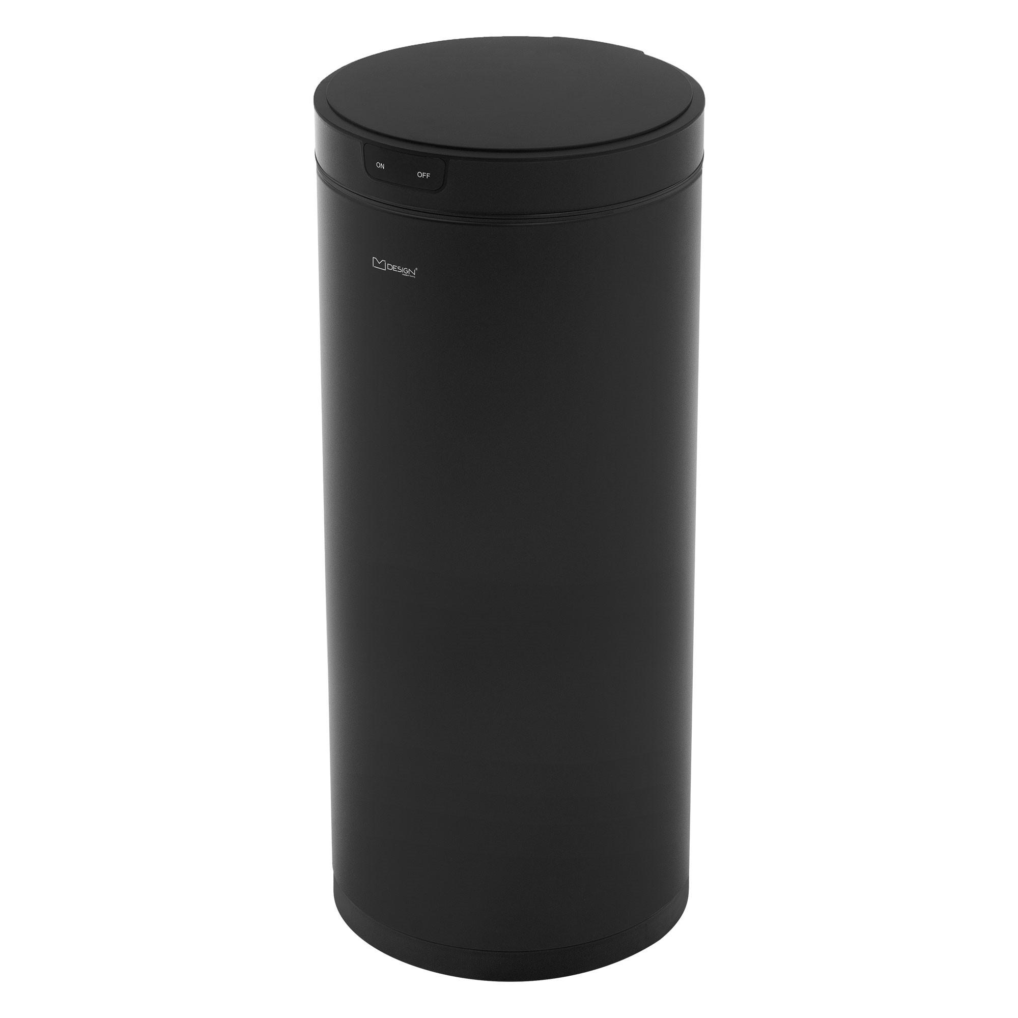MÜLLEIMER mit Sensor 40L rund aus Stahl Schwarz - Schwarz, Metall (29/68/29cm) - ML-DESIGN