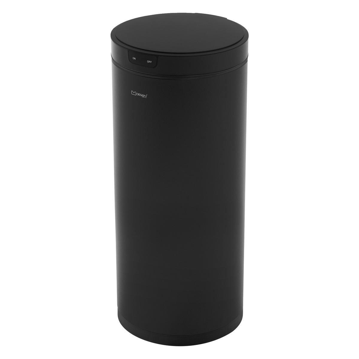 MÜLLEIMER mit Sensor 40L rund aus Stahl Schwarz - Schwarz, Metall (29/68/29cm) - ML-DESIGN
