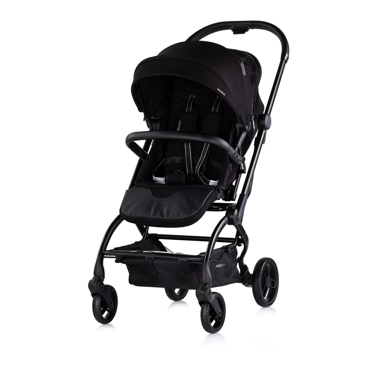 KINDERWAGEN Revolut schwarz Sitz 360 Grad drehbar, verstellbar, EVA-Reifen - Schwarz, Metall (57/48/109cm) - Chipolino