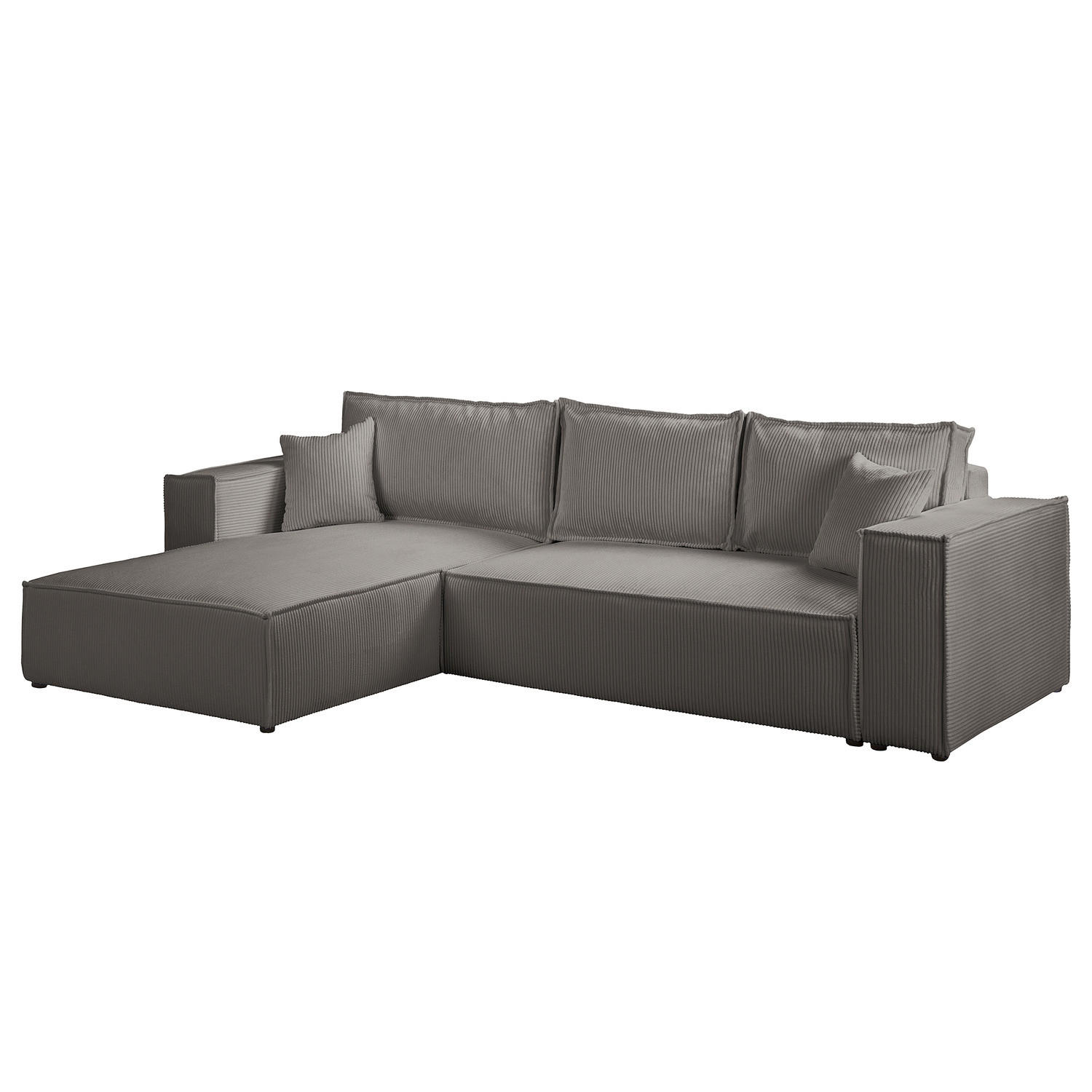 ECKSOFA mit Schlaffunktion - 290 cm - Schwarz/Grau, Kunststoff/Textil (290/185cm) - home24