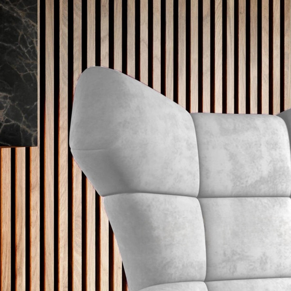 SESSEL SENSI Relaxstuhl mit 360° Drehung und Schwingfunktion – Lux-Schaumkissen, Esche, 104x46x119 cm - Silberfarben/Schwarz, Holz/Textil (104/119/84cm) - DomoHome