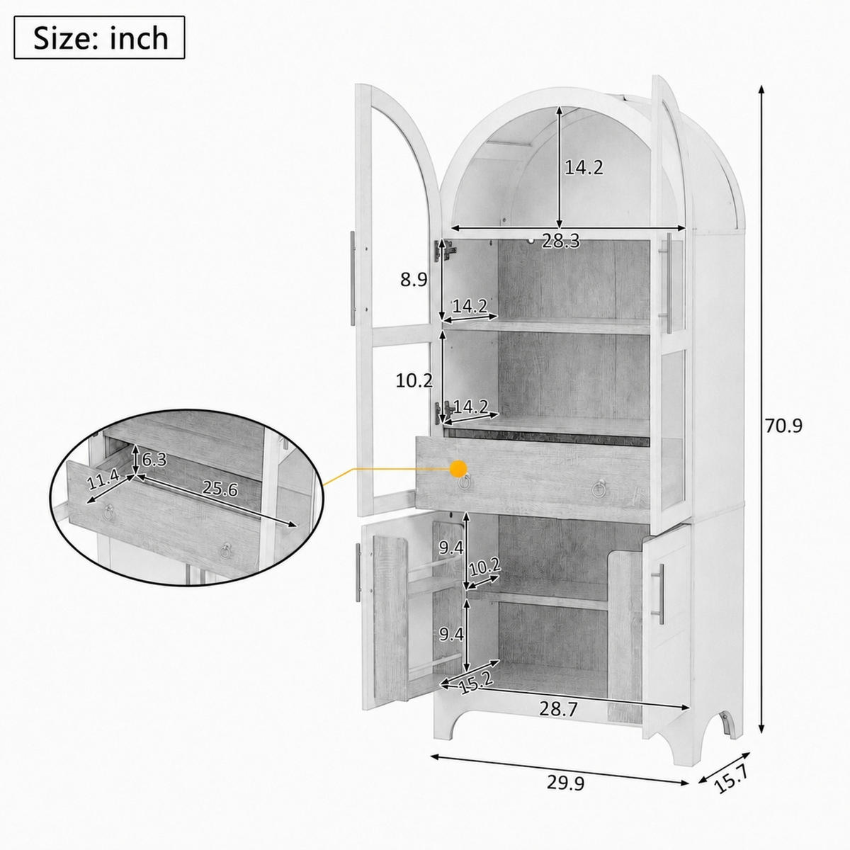 KÜCHENSCHRANK, 76/40/180 cm, MDF und Riffelglas, Weiß, MIT VERSTELLBAREN REGALBÖDEN, für Esszimmer und Küche - Weiß, Holzwerkstoff (40/180/76cm) - Rolipo