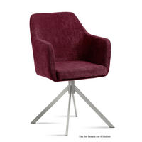 ARMLEHNSTUHL (6er-Set) Dorrie 57x87x60 Edelstahl/Marsala - Edelstahlfarben/Brombeere, Kunststoff (60/87/57cm) - 58aufmkessel