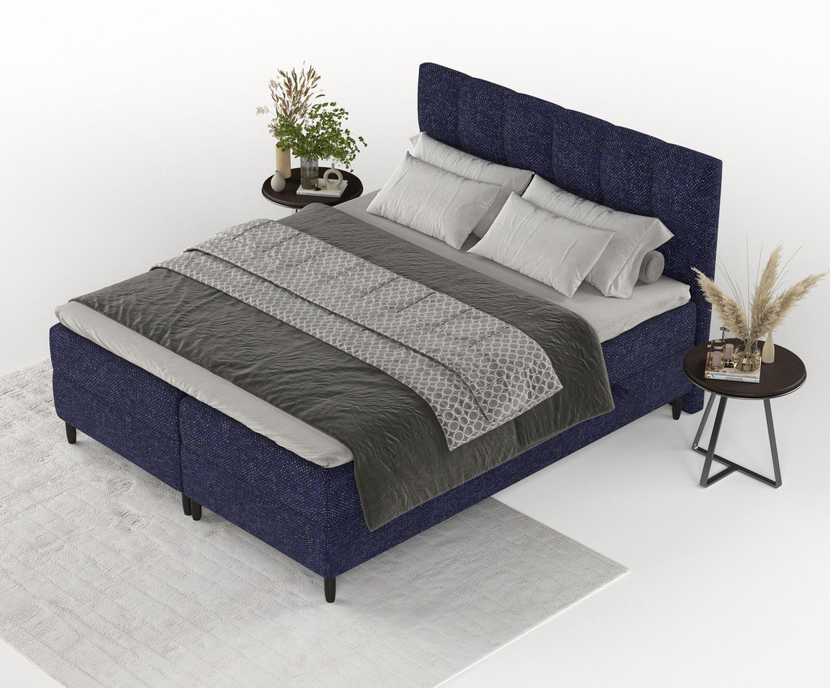BOXBETT Arlette Marineblau 140/200 cm - Schwarz/Dunkelblau, Holz/Holzwerkstoff (140/200cm) - Maison de Reve