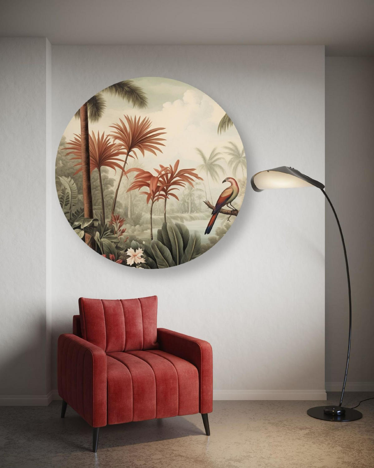 RUNDES BILD Grün 40/40 cm - Beige/Grün, Textil (40/40cm) - KUNSTLOFT