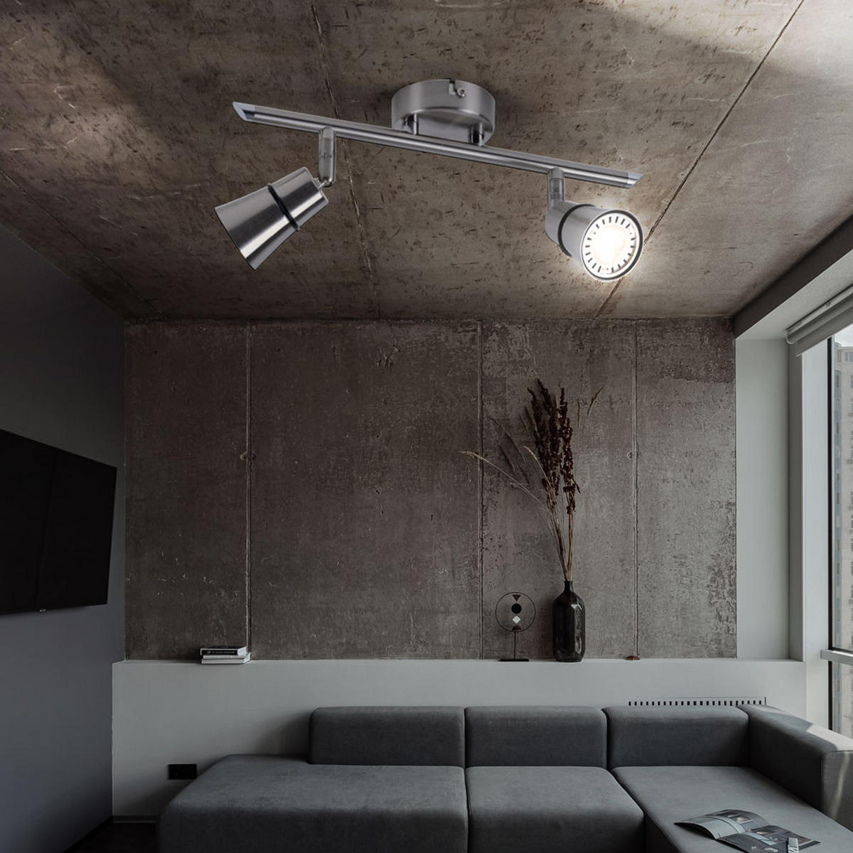 LED DECKENLEUCHTE Metall Chrom Silber - Silberfarben, Metall (34/9/14cm)