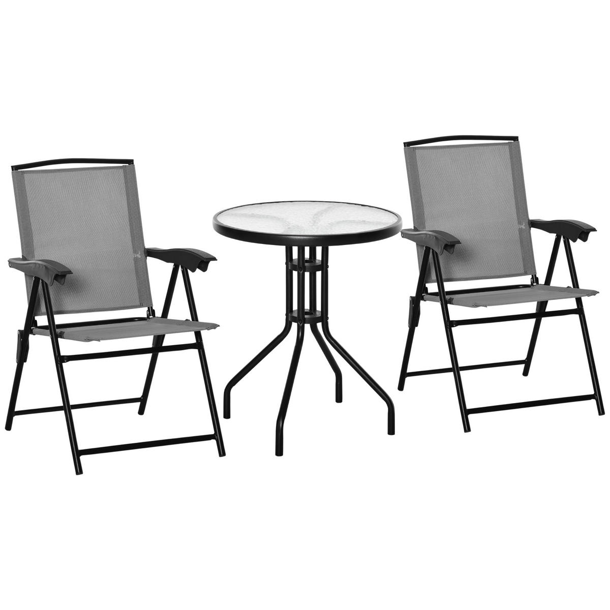 BALKONSET 3-teilig DE-14108 Grau - Grau, Metall - ComfortXL