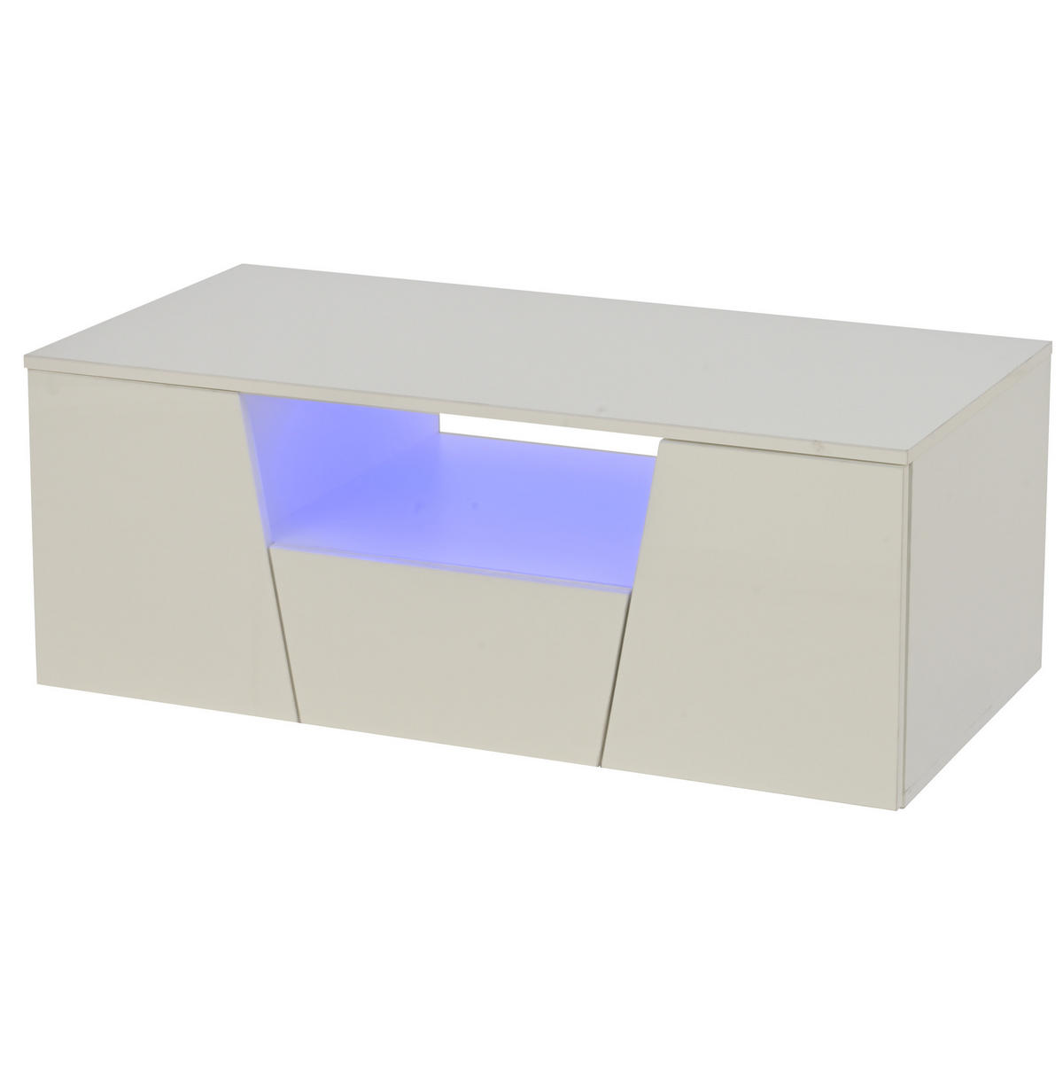 COUCHTISCH, Hochglanz Weiß, mit App-LED (USB) & Stauraum, 100/50/40 cm,Weiß - Weiß, Holzwerkstoff (100/50/40cm) - Redom