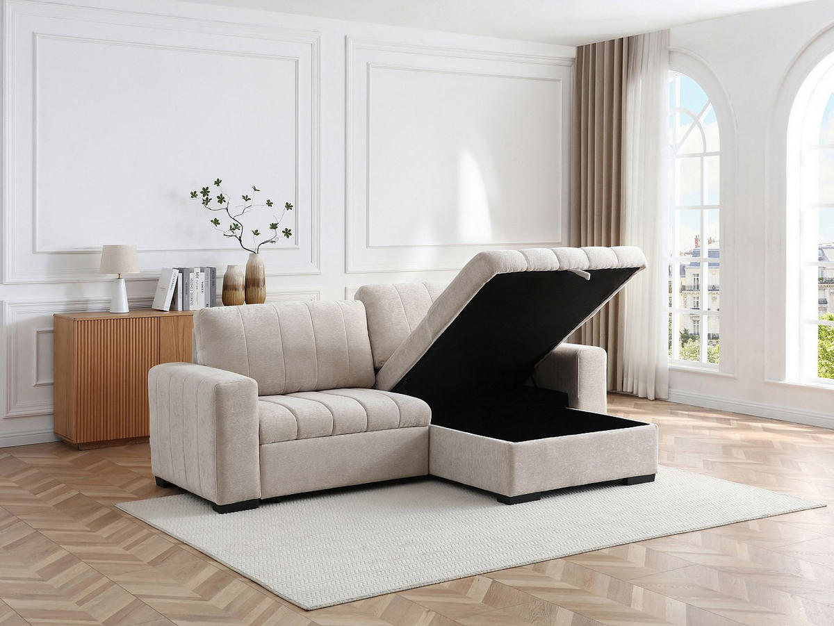 SCHLAFSOFA - -Sitzer - Stoff - Beige - - Beige, Textil (250/93/154cm) - Vente-Unique