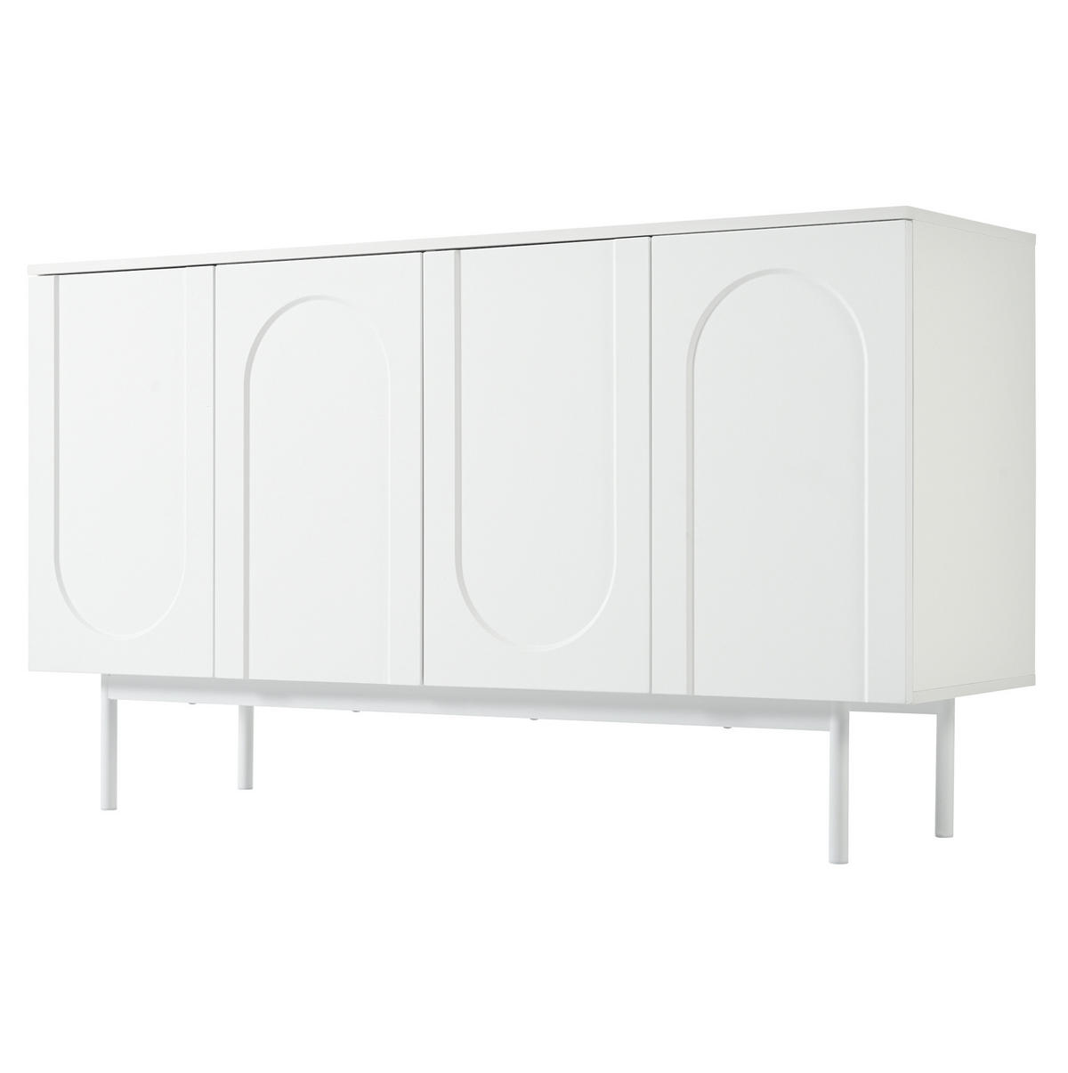SIDEBOARD aus MDF 140x42x80 cm und Spanplatte Weiß mit verstellbaren Einlegeböden - Weiß, Holzwerkstoff (140/80/42cm) - IVMEU