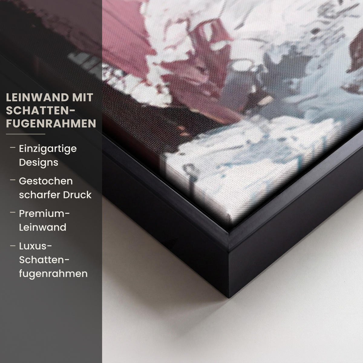LEINWAND Bilder mit Rahmen - Weihnachtsdorf - Rosa - Winter - Schnee - Häuser - 120x80 - Altrosa, Textil (120/80cm) - MuchoWow