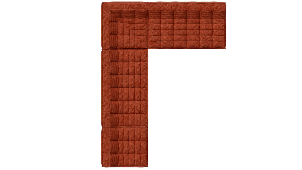 ROHOVÁ SEDAČKA modulární ve tvaru L, plyšová tkanina Pop, Měděná, Levá strana, LAZY L - měděná, dřevo (333/253cm) - Kaiser Möbel