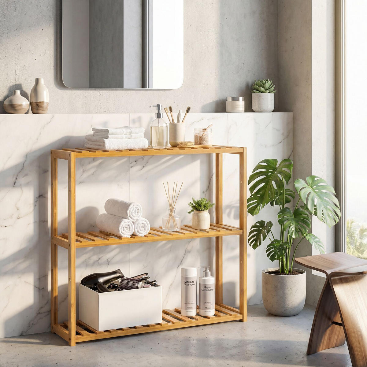 BADREGAL Katjana, 60 x 15 x 54,5 cm, braun - Braun, Holz (15/54.5/60cm) - tectake