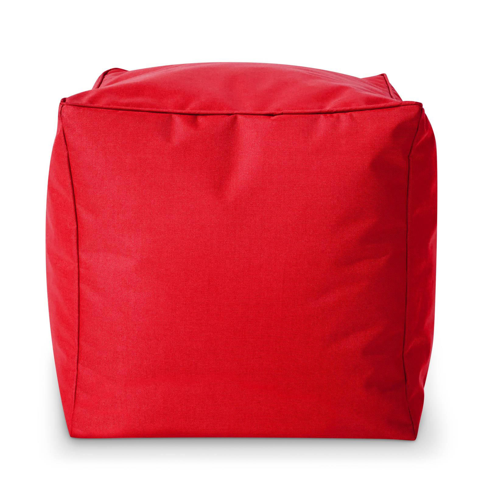 SITZSACK-HOCKER Pouf "Cube" 40x40x40cm - Rot, Textil (40/40/40cm) - Green Bean