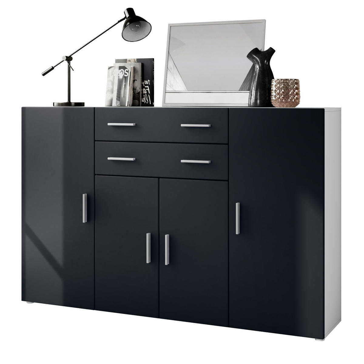 HIGHBOARD Aron Fronten in Schwarz matt - Schwarz, Holzwerkstoff (166.5/106.5/35cm) - Vladon