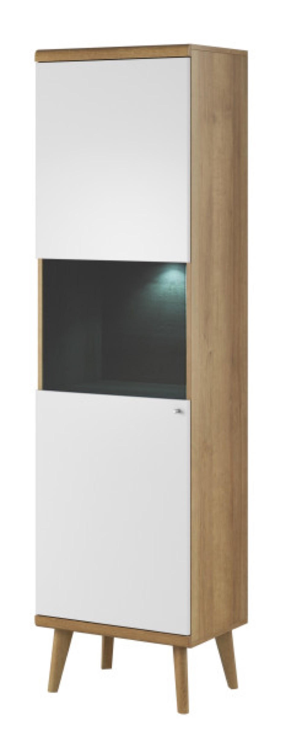 VITRINE Weiß DRIMO Schmal Mit LED-Beleuchtung - Multicolor, Holzwerkstoff (50/197/40cm) - Sepro Meble