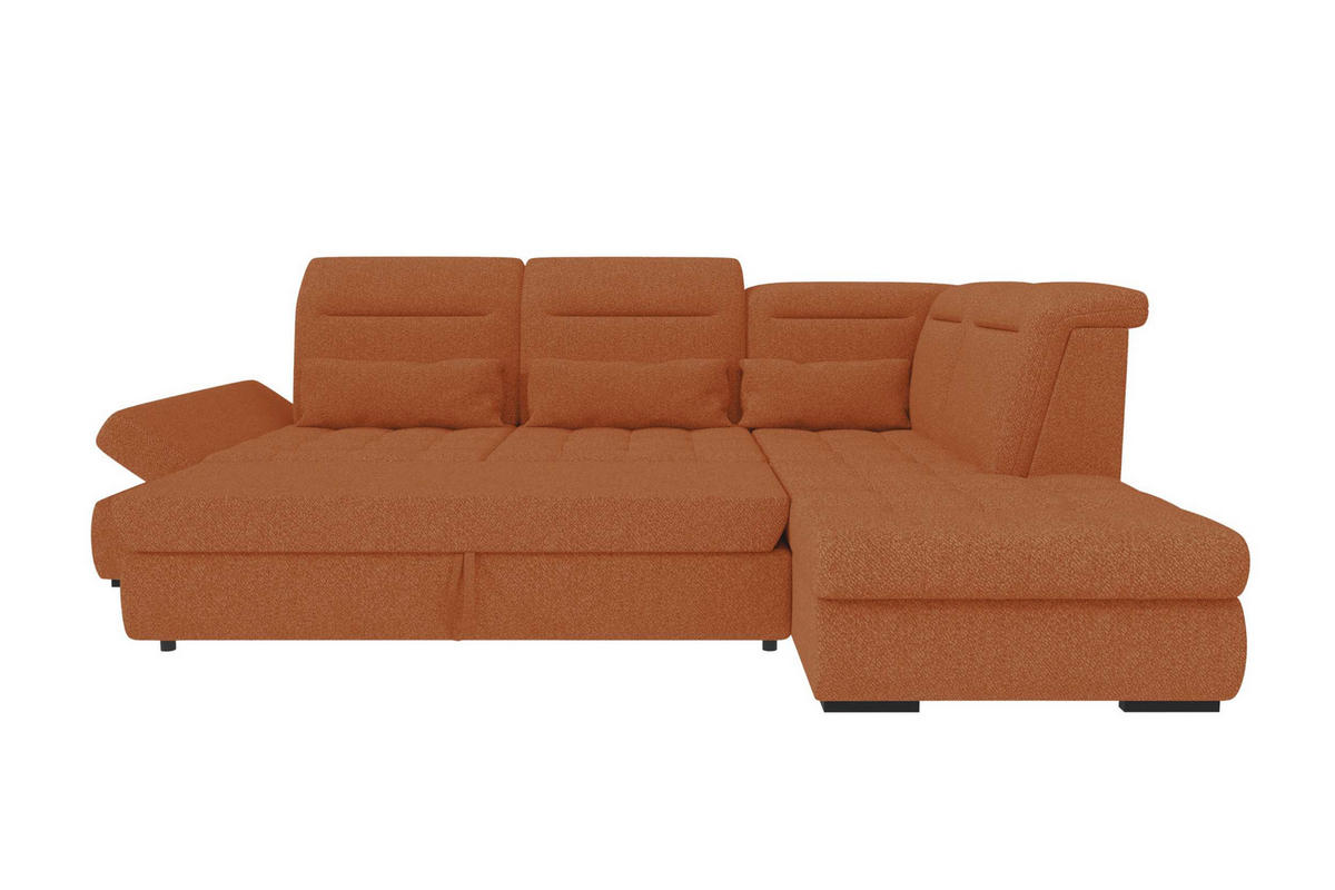 ECKSOFA Toscana Strukturstoff inkl. Schlaffunktion - Rostfarben, Textil (279/227cm) - 99rooms