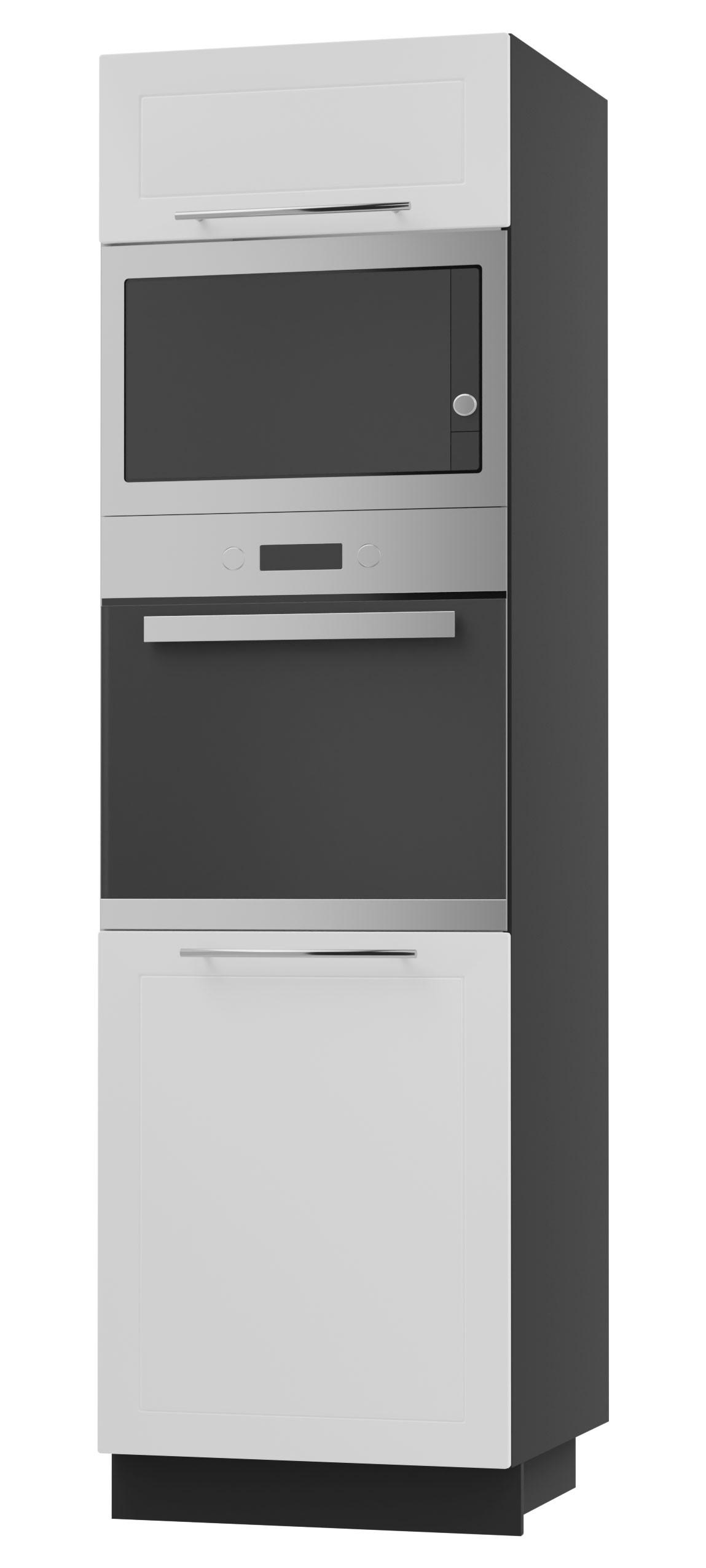Feldmann-Wohnen Backofen-Hochschrank Weiß, Schwarz 60x207x59 cm