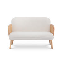 2-SITZER-SOFA Rosi Böhmisches in Cannage und weißem Frottee - Weiß/Akaziefarben, Holz/Holzwerkstoff (125/83/79cm) - Sicaan