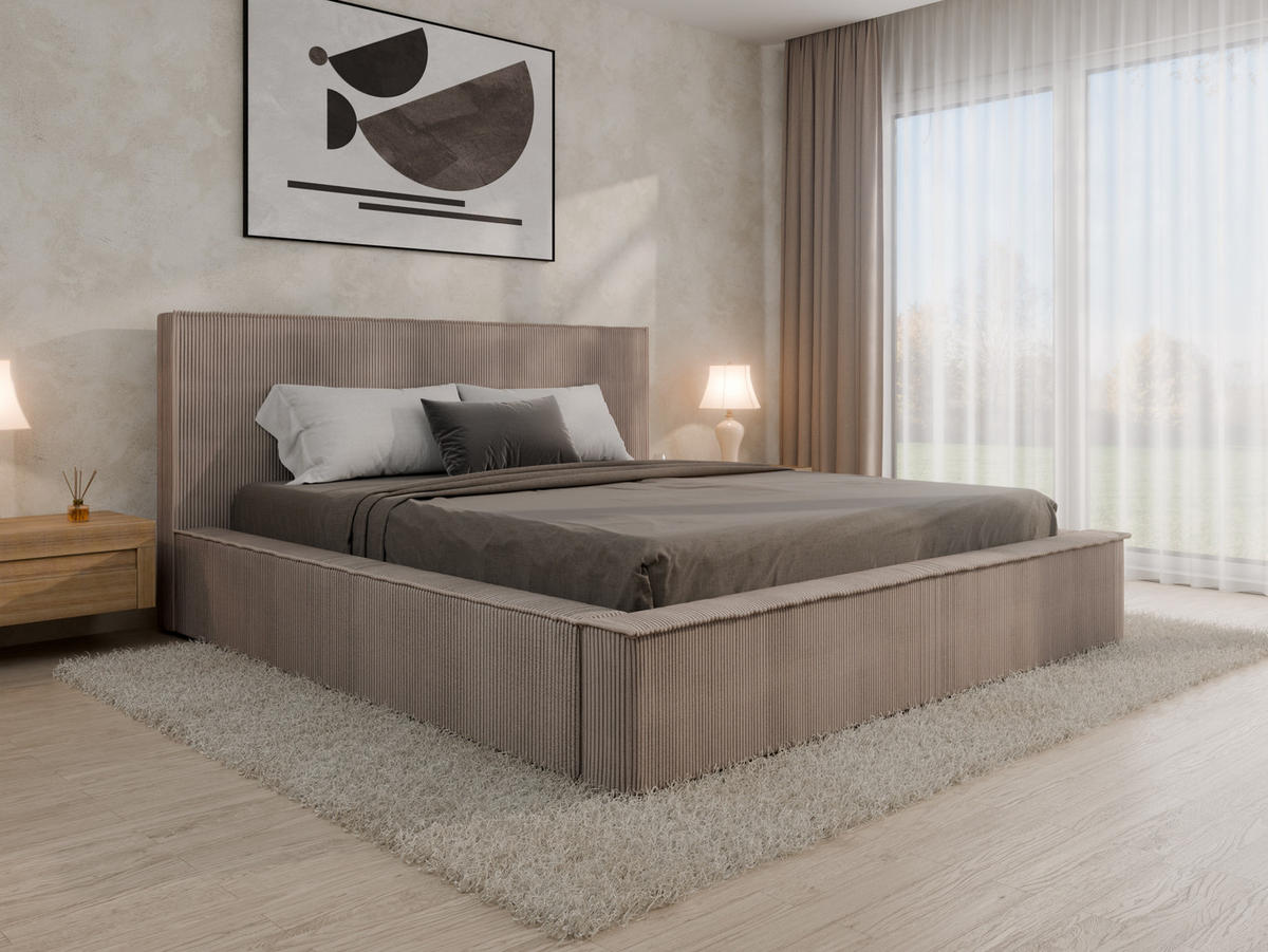 POLSTERBETT SANA180x200cm Elegantes Polsterbett für modernen Wohnstil , Federkernmatratze ELDAR (18cm), cappuccino - Cappuccino, Holz (180/200cm) - Panda Möbel