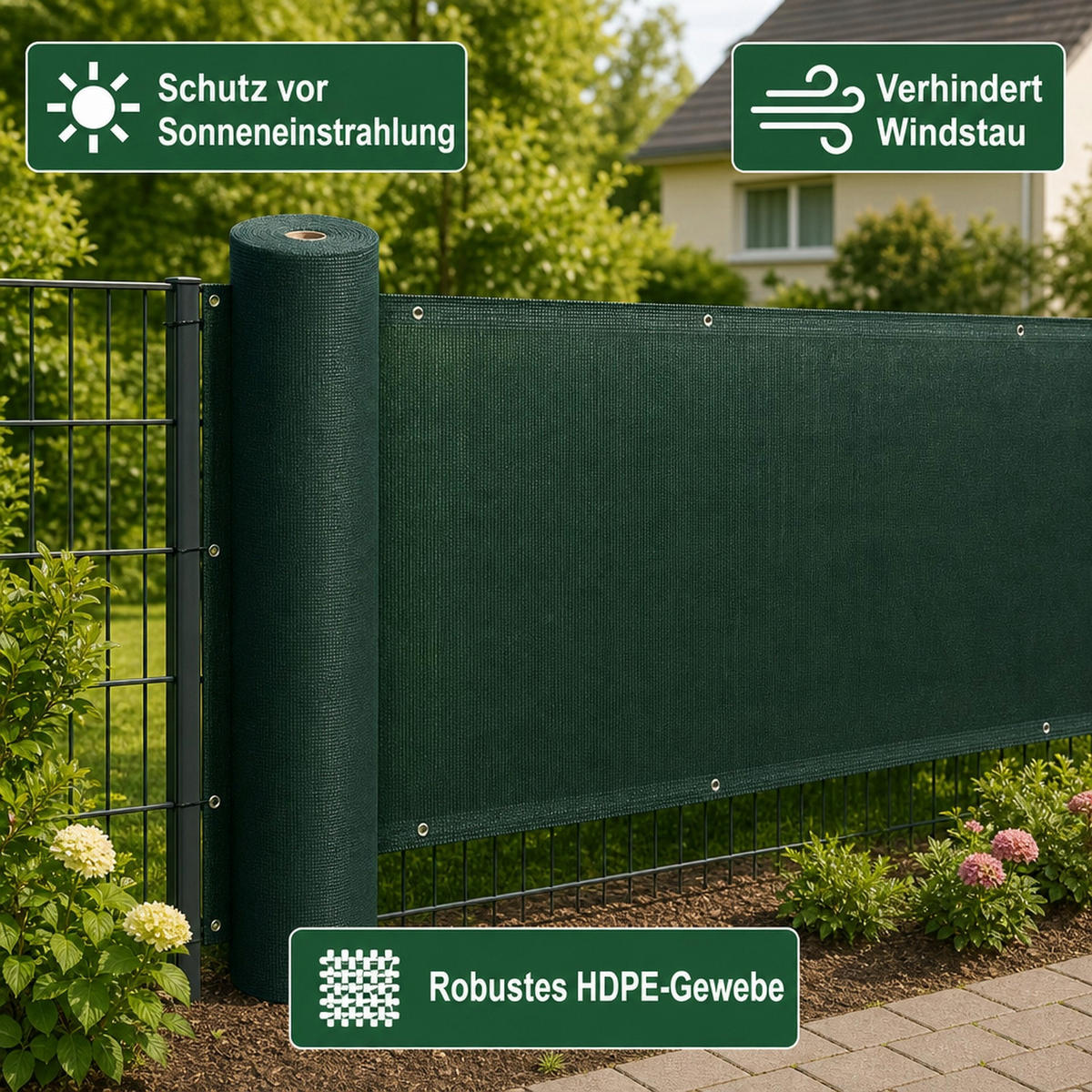 SICHTSCHUTZNETZ - Grün, Kunststoff (120/30cm) - KLASEBO